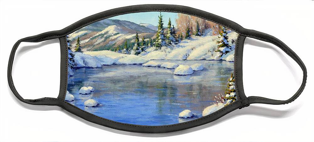 Landscape Face Mask featuring the painting Alpine Lake by Rick Hansen