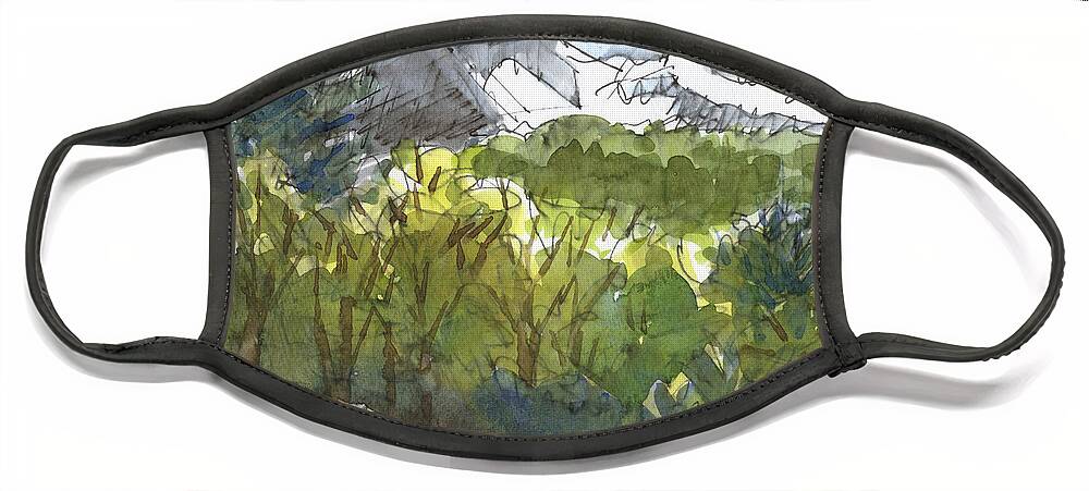 Landscape Face Mask featuring the painting Alps from Wirtenmoos by Judith Kunzle
