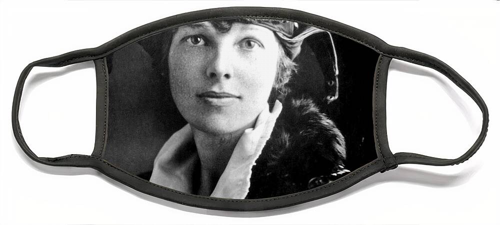 Fearless Face Mask featuring the painting Amelia Earhart 2 by Tony Rubino