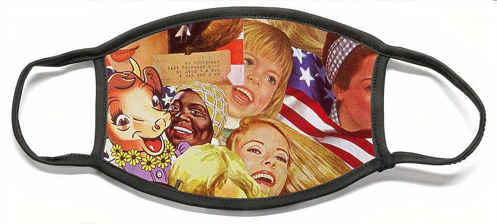 Collage Face Mask featuring the mixed media American Beauty by Sally Edelstein