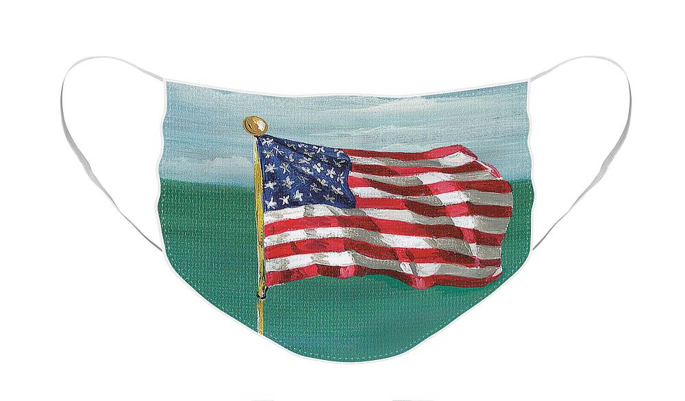American Flag Mask Face Mask featuring the painting American Flag Face Mask by Debbie Marconi