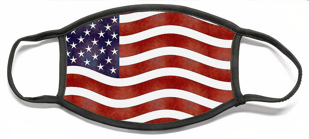 American Face Mask featuring the mixed media American flag by Nancy Ayanna Wyatt