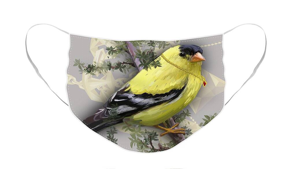 Goldfinch Face Mask featuring the painting American Goldfinch by Robin Wiesneth