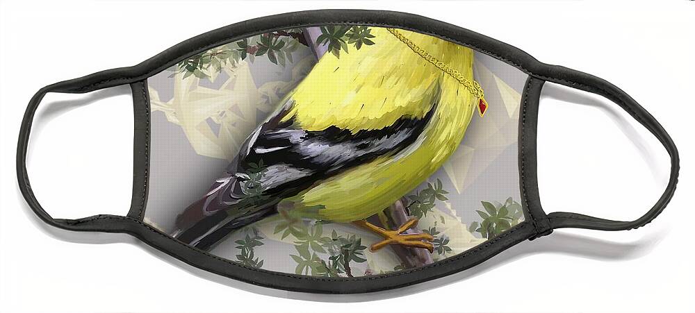 Goldfinch Face Mask featuring the painting American Goldfinch by Robin Wiesneth