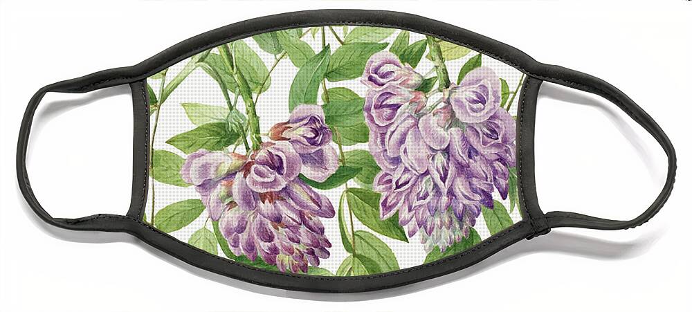American Face Mask featuring the painting American Wisteria by Mary Vaux Walcott. by World Art Collective