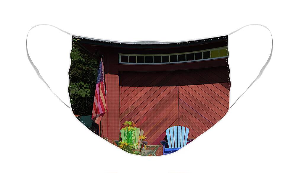 American Flag Face Mask featuring the photograph An American Backyard by Alan Goldberg
