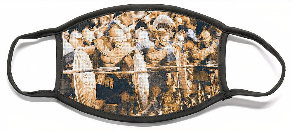 Greek Warrior Face Mask featuring the painting Ancient Greek Hoplite - 08 by AM FineArtPrints