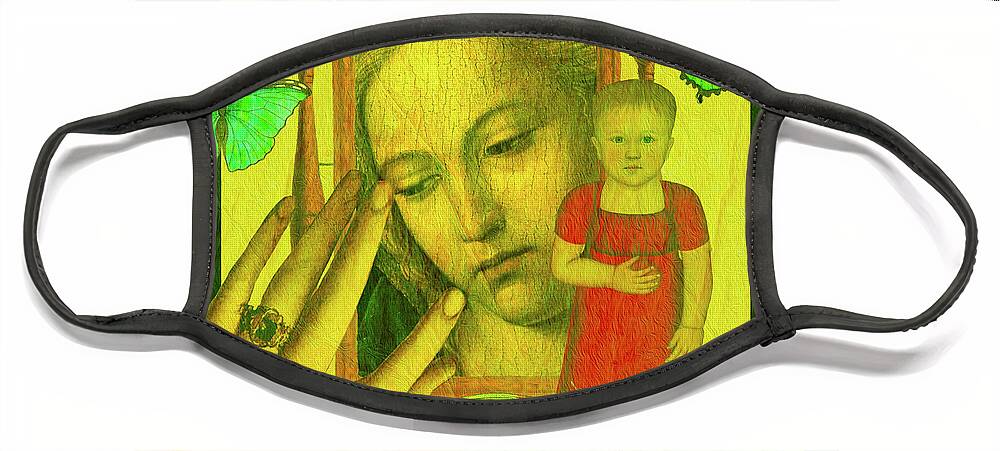 Mirror Face Mask featuring the mixed media Ancient Mirror by Lorena Cassady