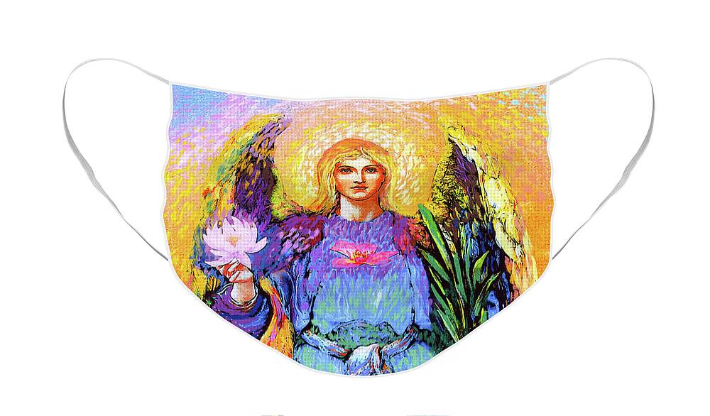 Spiritual Face Mask featuring the painting Angel Love by Jane Small