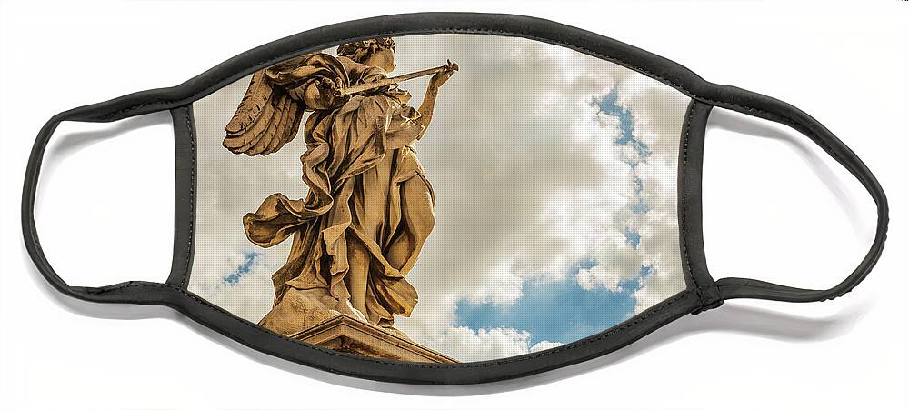 Ponte Sant'angelo Face Mask featuring the photograph Angel with the Lance by Fabiano Di Paolo