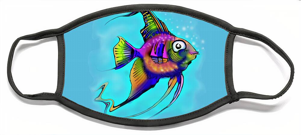 Angelfish Face Mask featuring the painting Angelfish by Kevin Middleton
