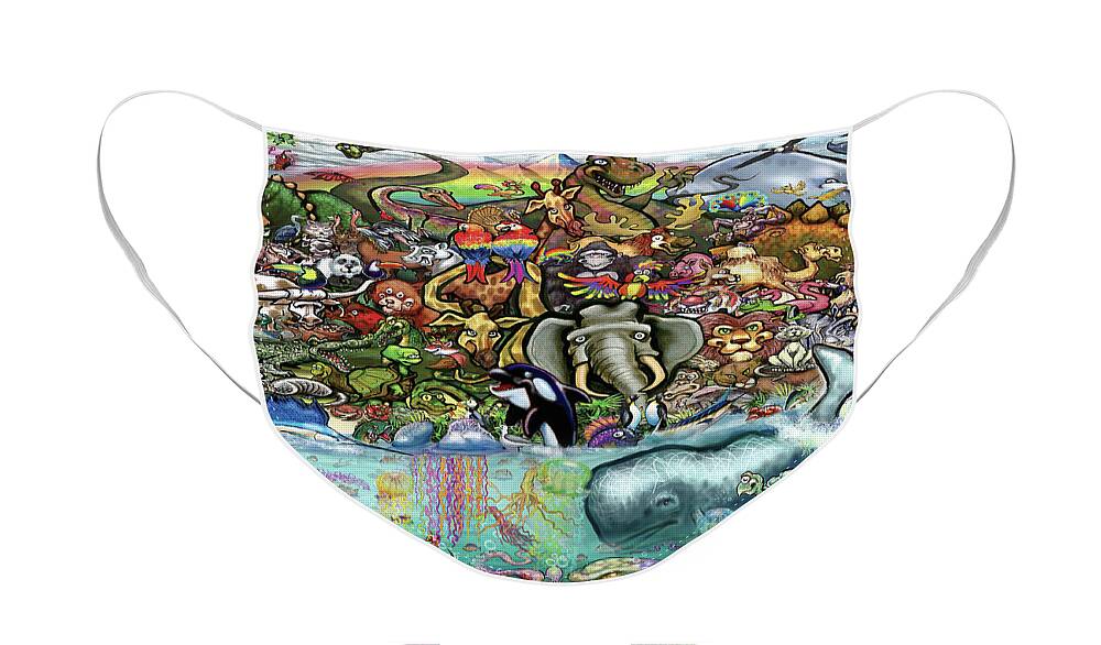 Animals Face Mask featuring the digital art Animals of Land and Sea by Kevin Middleton
