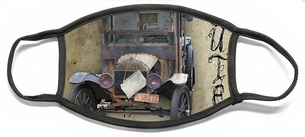Black Car Face Mask featuring the photograph Antique Automobile and Old Route 66 by Colleen Cornelius