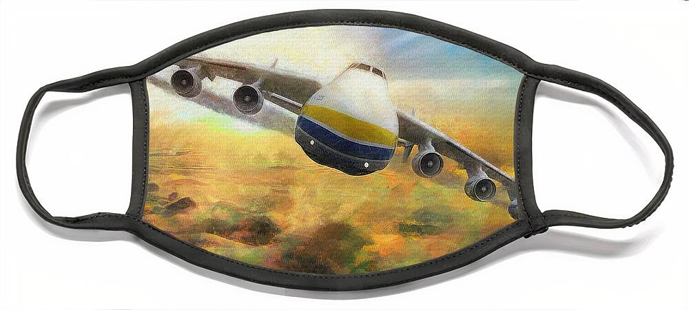 Antonov An-225 Mriya Face Mask featuring the digital art Antonov An-225 Mriya, Cossack by Jerzy Czyz