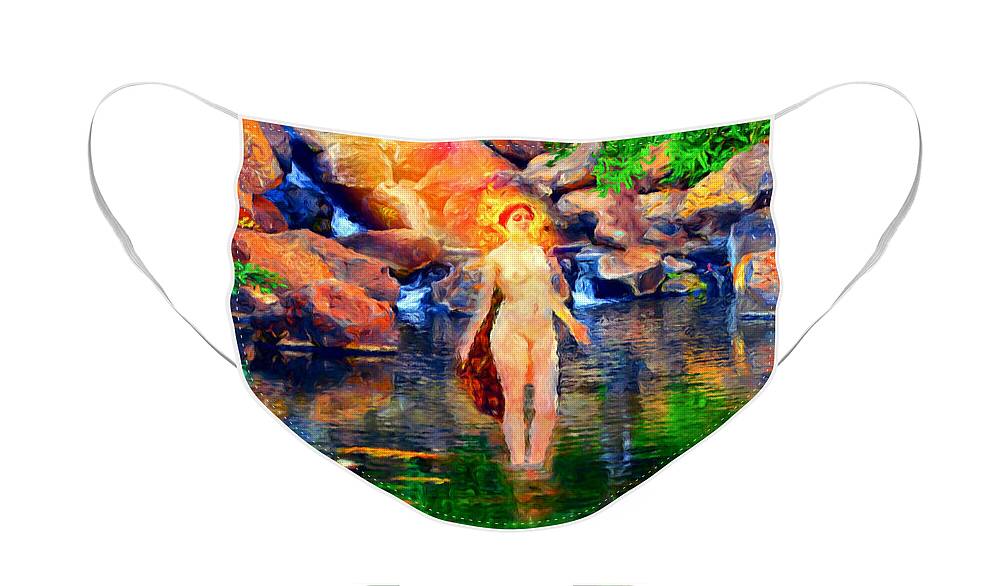 Landscape Face Mask featuring the painting Aphrodite by Trask Ferrero