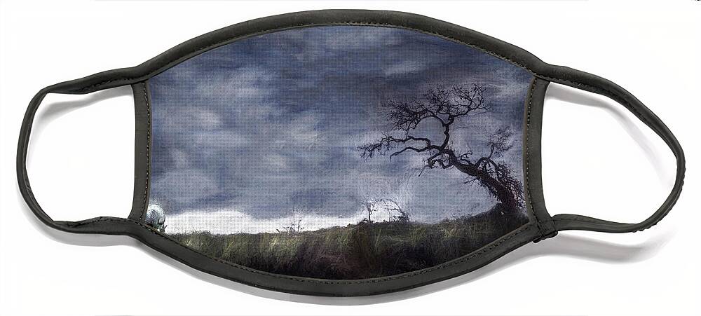 Horse Face Mask featuring the photograph Appaloosa Grazing Under Stormy Skies by Wayne King