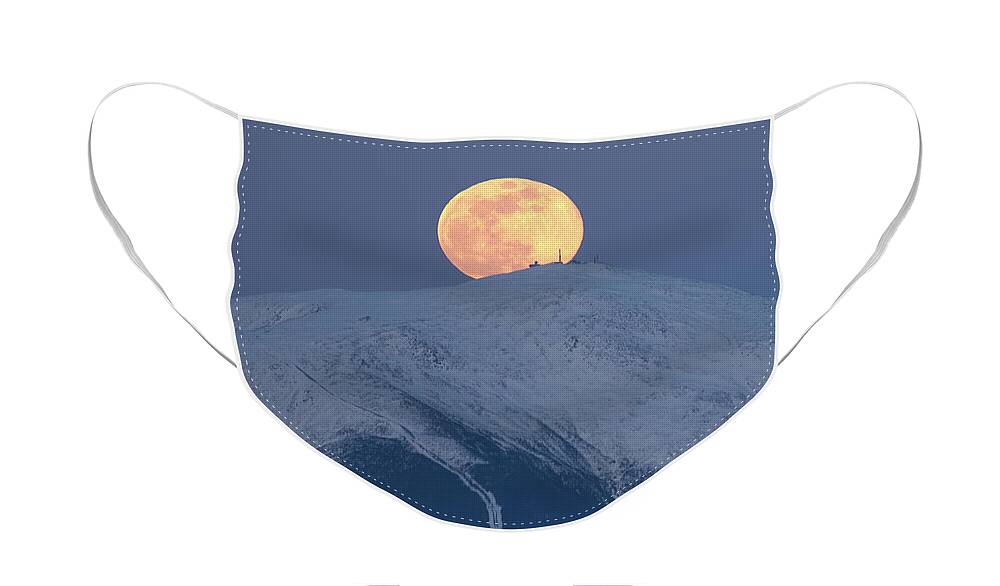April Face Mask featuring the photograph April Supermoon over Washington by White Mountain Images