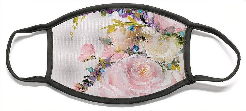 Flowers Face Mask featuring the painting April's Pearls left by Judith Rhue