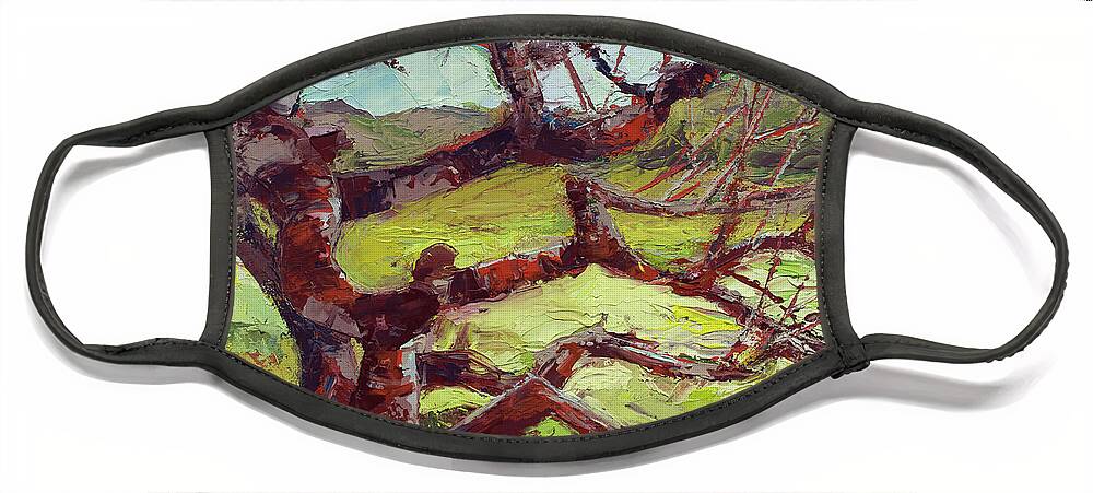 Oil Painting Face Mask featuring the painting Arana Gulch Trail by PJ Kirk