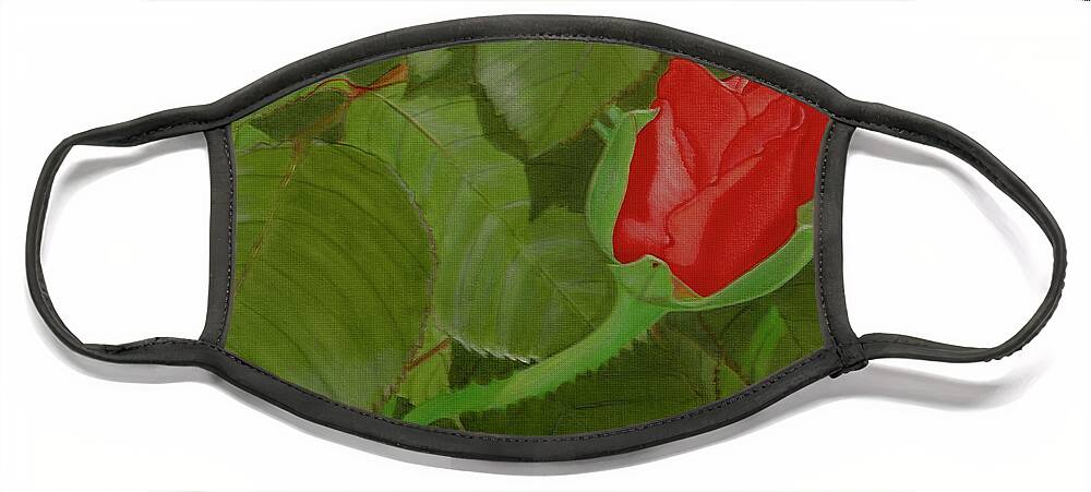 Rose Face Mask featuring the painting Arboretum Rose by Donna Manaraze