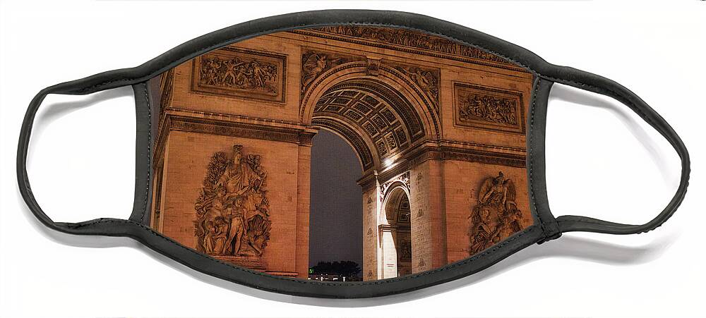 Arch Face Mask featuring the photograph Arc De Triomphe Night Glow by Portia Olaughlin