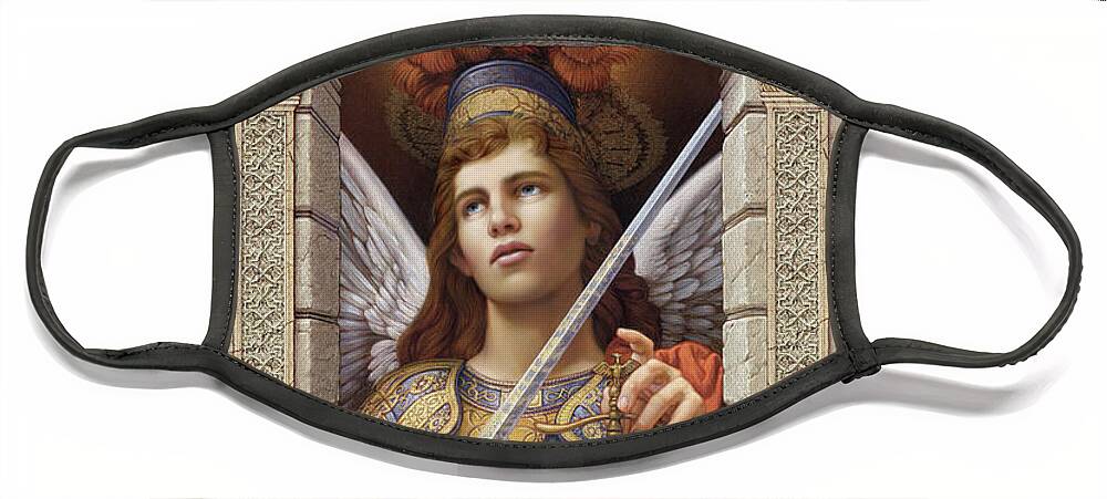 Christian Art Face Mask featuring the painting Archangel Michael 2 by Kurt Wenner