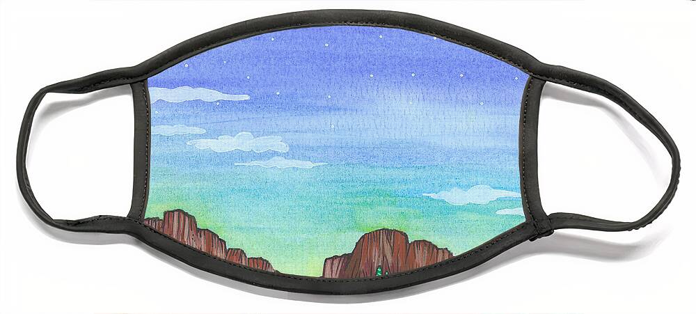 Arizona Landscape Face Mask featuring the painting Arizona Glow by Tanielle Childers