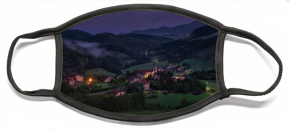 Night Face Mask featuring the photograph Arrazola at night by Mikel Martinez de Osaba