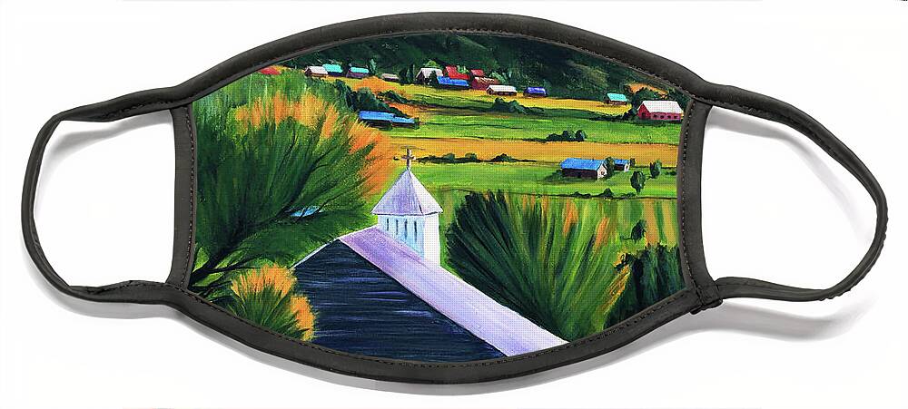 New Mexico Face Mask featuring the painting Arroyo Seco by Patrick Dablow