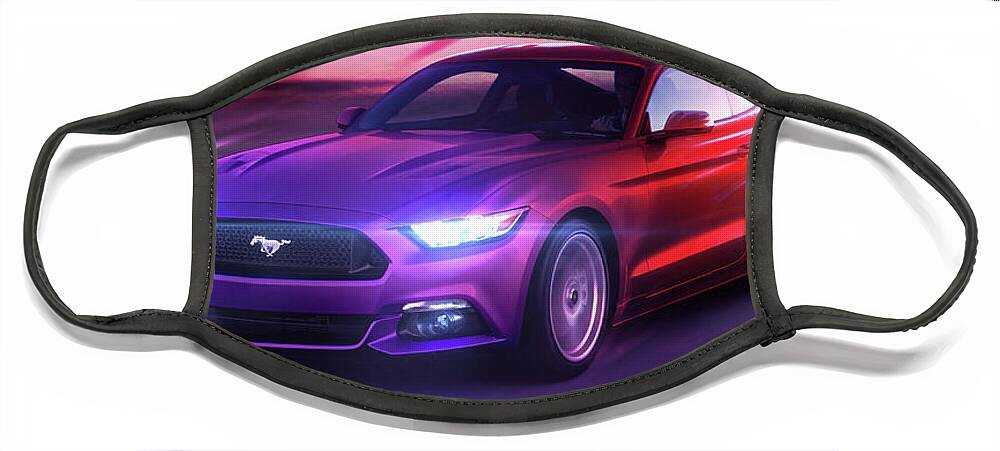 Cars Face Mask featuring the digital art Art - The Great Ford Mustang by Matthias Zegveld