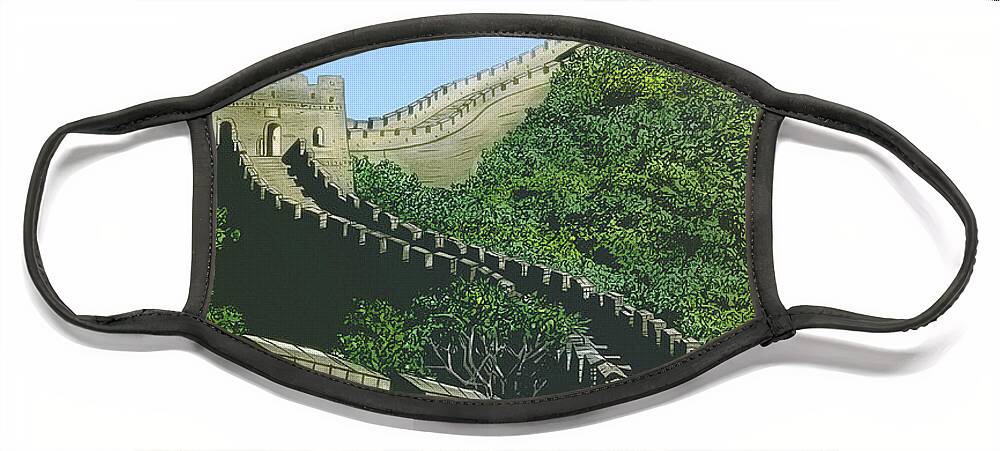 China Face Mask featuring the digital art Art - The Great Wall by Matthias Zegveld