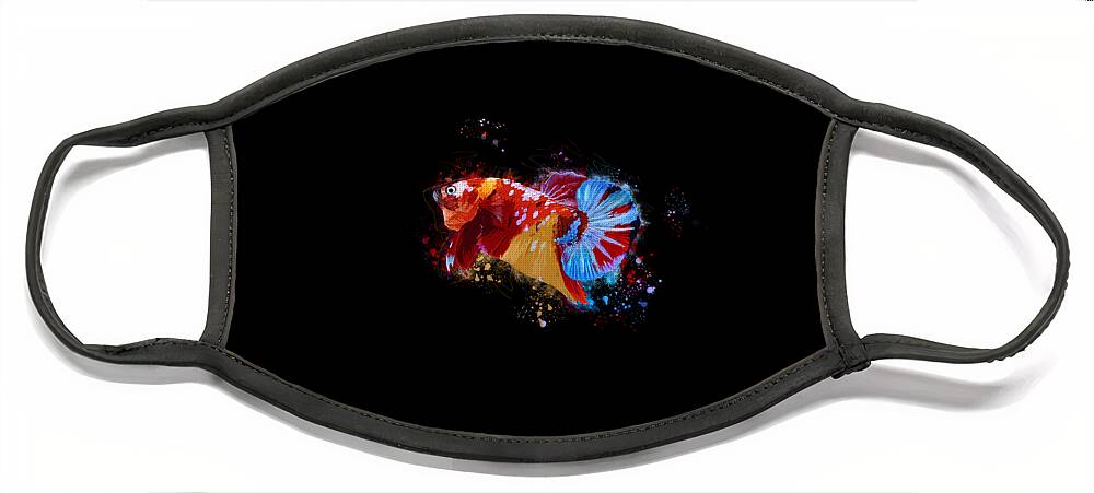 Artistic Face Mask featuring the digital art Artistic Nemo Multicolor Betta Fish by Sambel Pedes