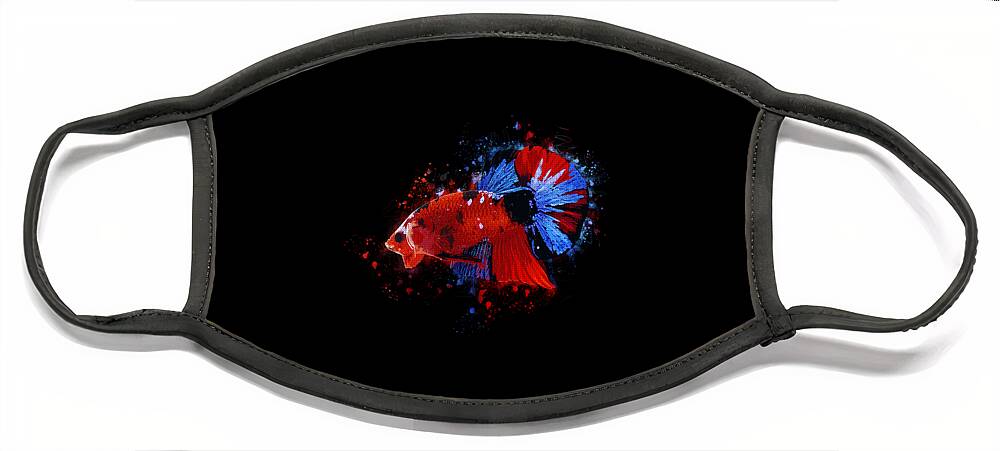 Artistic Face Mask featuring the digital art Artistic Red Koi Betta Fish by Sambel Pedes