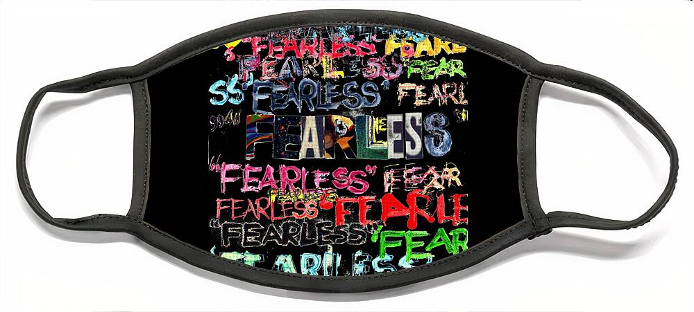 Fearless Face Mask featuring the mixed media Fearless by Carolyn Weltman