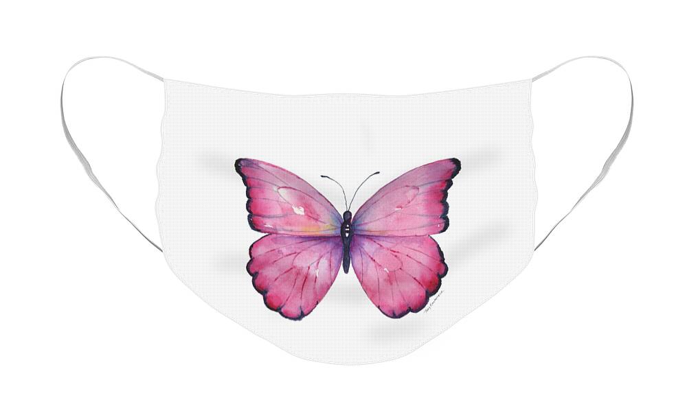 Pink Butterfly Face Mask featuring the painting 105 Pink Celestina Butterfly by Amy Kirkpatrick