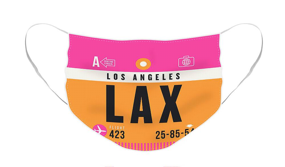 Airline Face Mask featuring the digital art Luggage Tag A - LAX Los Angeles USA by Organic Synthesis