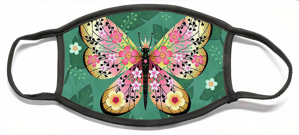 Butterfly Face Mask featuring the digital art Beautiful Butterfly Blessing by Valerie Drake Lesiak