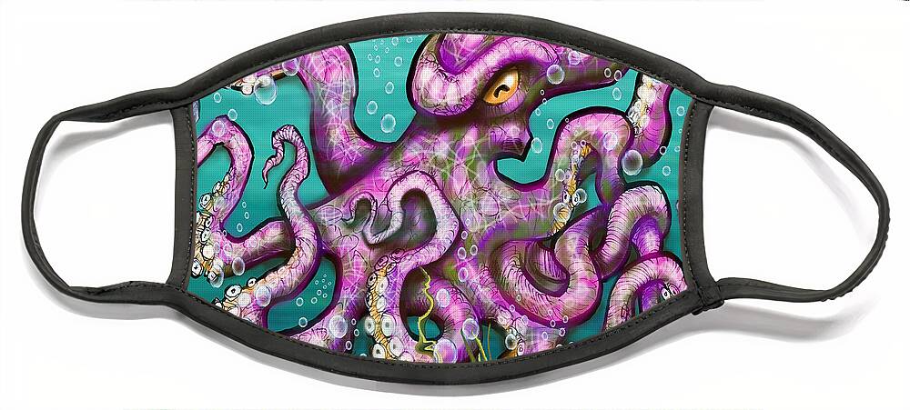 Octopus Face Mask featuring the digital art Undersea Garden Party by Kevin Middleton