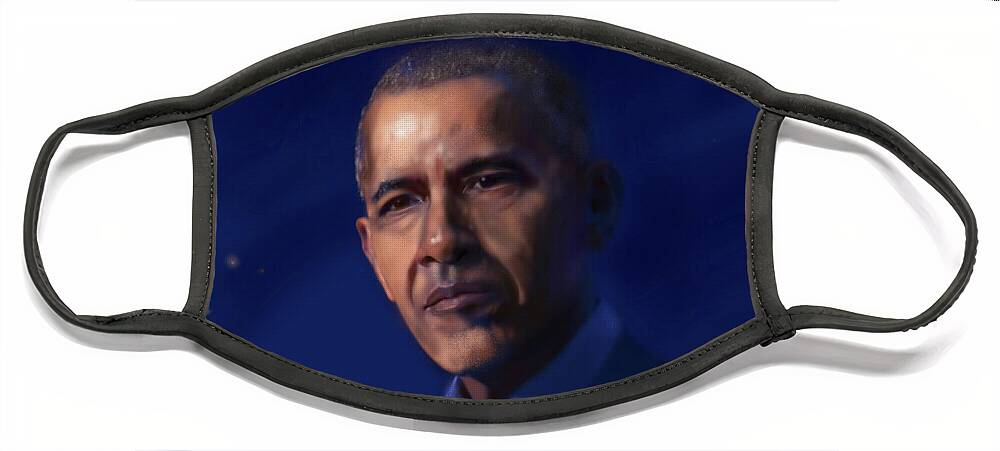 Barack Hussein Obama Ii Face Mask featuring the digital art Barack Hussein Obama by Wunderle