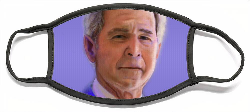 George Walker Bush Face Mask featuring the digital art George Walker Bush by Wunderle
