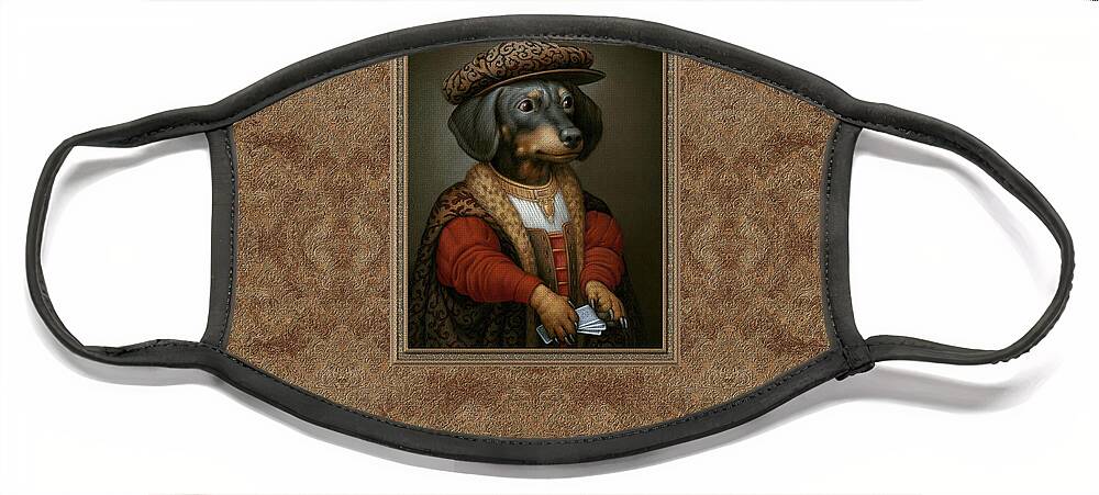 Dachshund Face Mask featuring the pastel Pokerdog Dachshund by Kurt Wenner