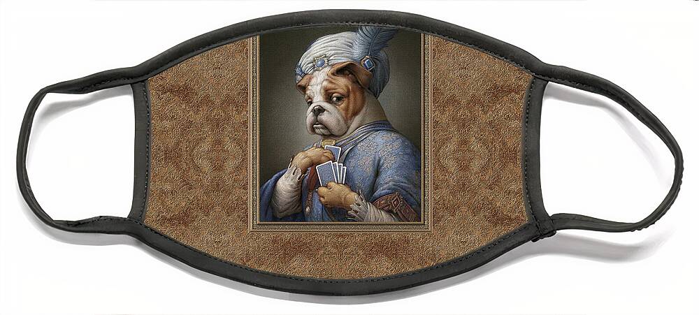 Bulldog Face Mask featuring the pastel Pokerdog Bulldog by Kurt Wenner