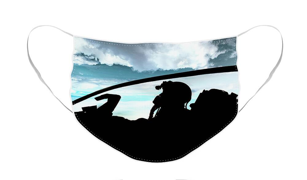 Airman Face Mask featuring the digital art American Airman Air Force by Doreen Erhardt