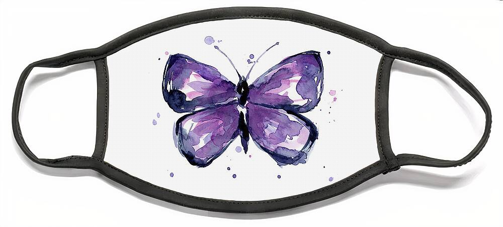 Purple Butterfly Face Mask featuring the painting Purple Butterfly by Olga Shvartsur