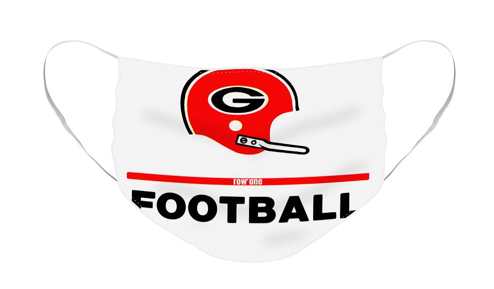 Georgia Face Mask featuring the mixed media 1982 Georgia Bulldogs Football Helmet by Row One Brand