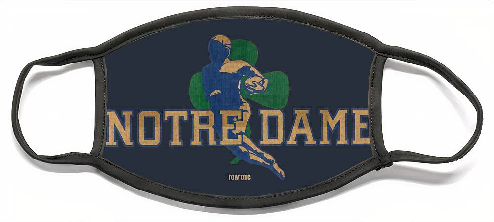 Notre Dame Face Mask featuring the mixed media Vintage Notre Dame Football Art by Row One Brand