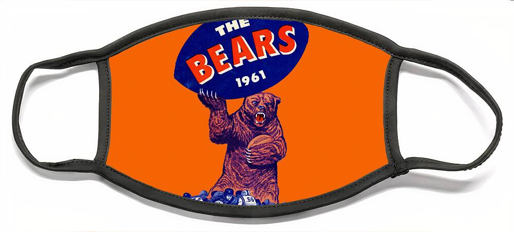Chicago Face Mask featuring the mixed media 1961 Chicago Bears by Row One Brand