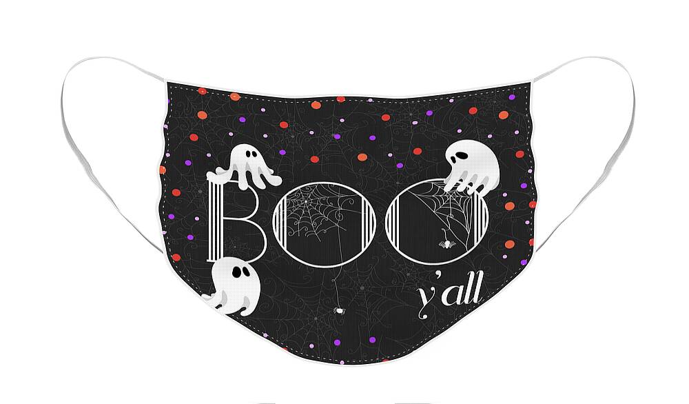 Halloween Face Mask featuring the digital art BOO Y'all Halloween by Doreen Erhardt