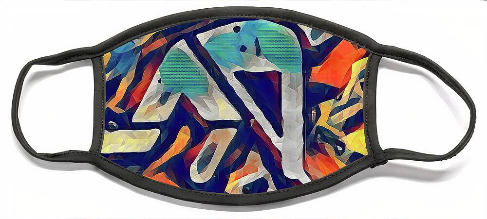 Abstract Face Mask featuring the mixed media Abstract Hockey Art by Row One Brand