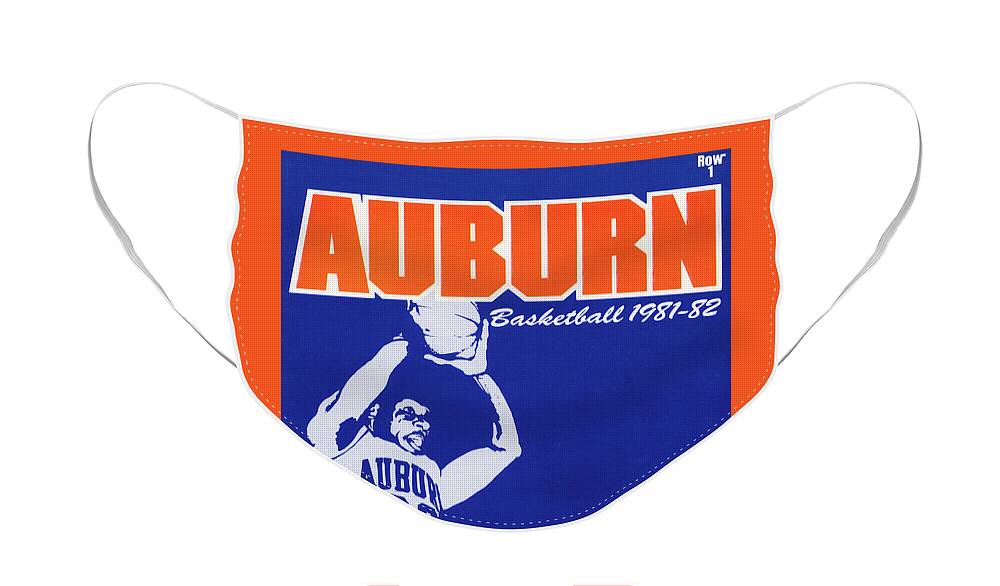 Auburn Face Mask featuring the mixed media 1981 Auburn Basketball Art by Row One Brand